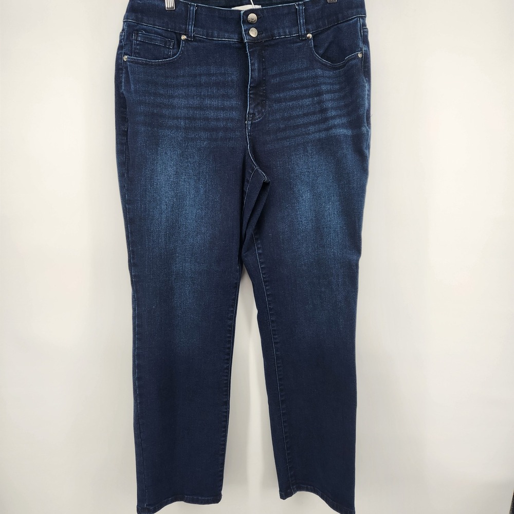 Lane Bryant High Rise Straight Leg Jeans Dark Wash Flex Magic Waistband Size 18